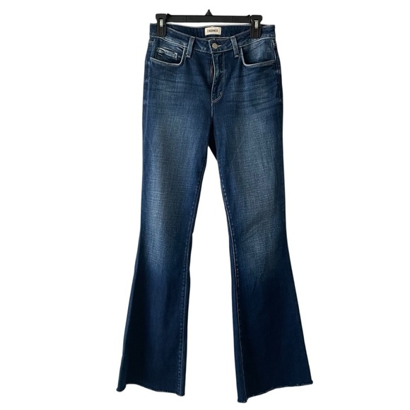 L’Agence Sera High Rise Flared Jeans Distressed Hem Med Blue Wash Women Size 27 - Picture 1 of 6